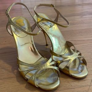 Gold Strappy Christian Louboutin Heels 38 1/2